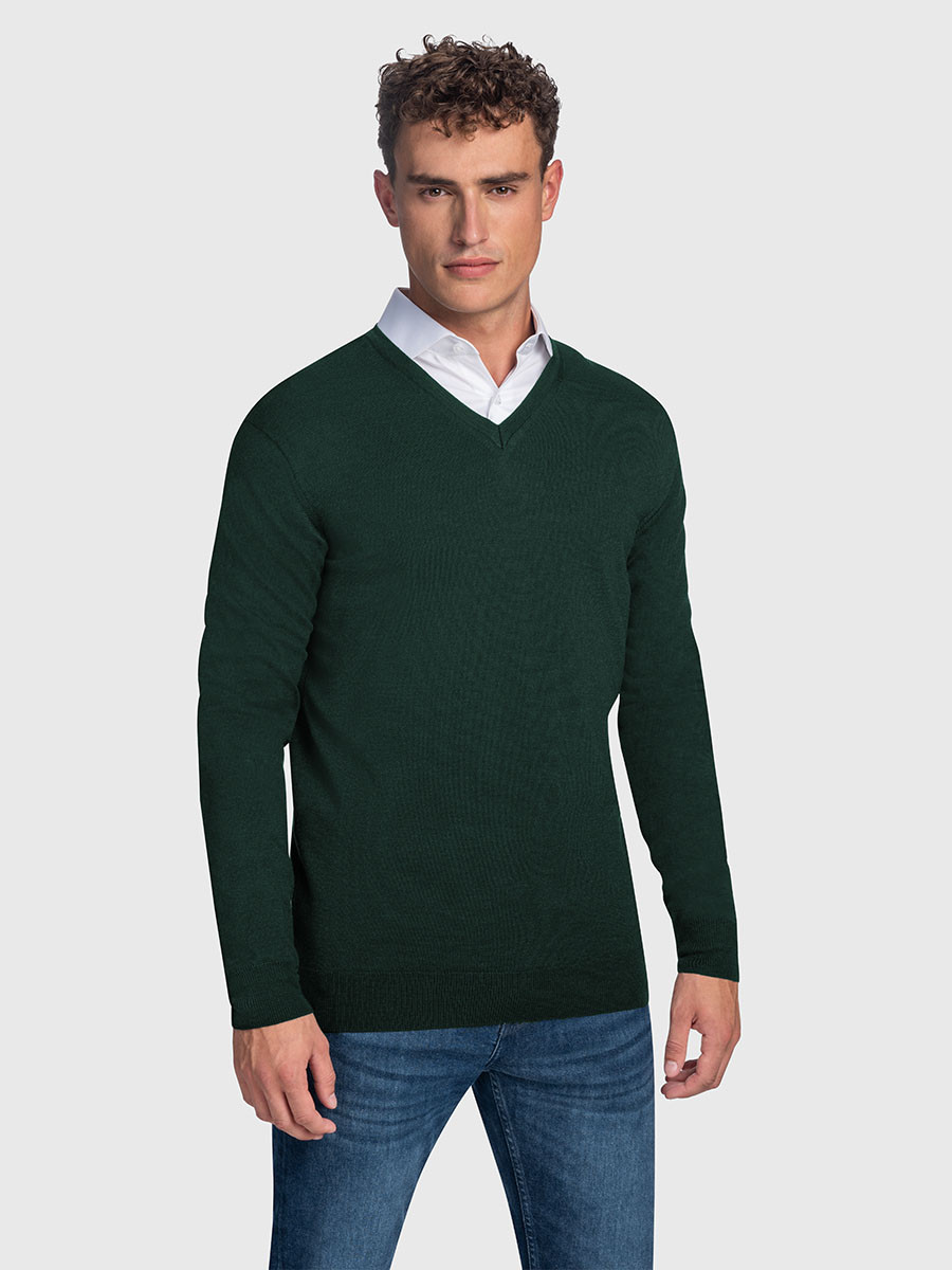 Kingston Merino pullover, Dark green