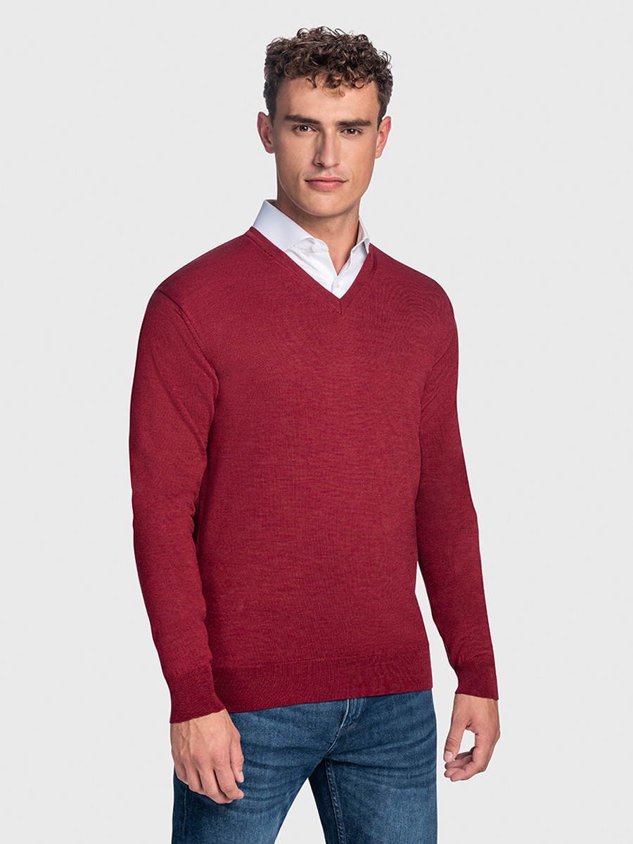 Kingston Merino pullover, Brick red