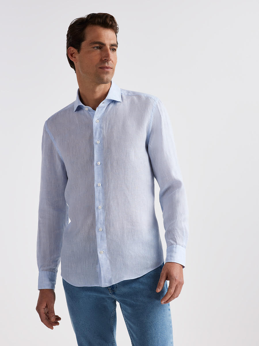 Bologna Linen Shirt, Light blue