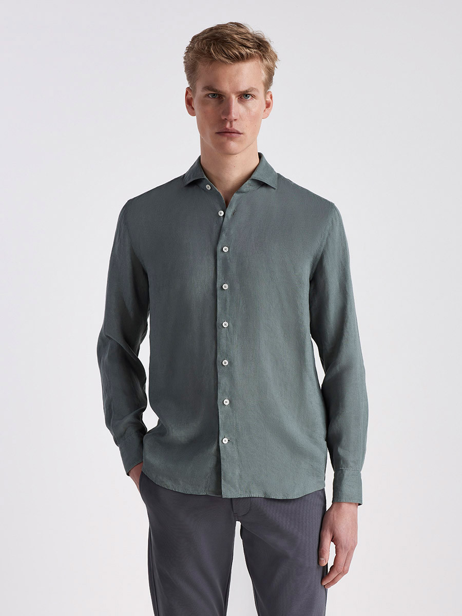 Bologna Linen Shirt, Olive green